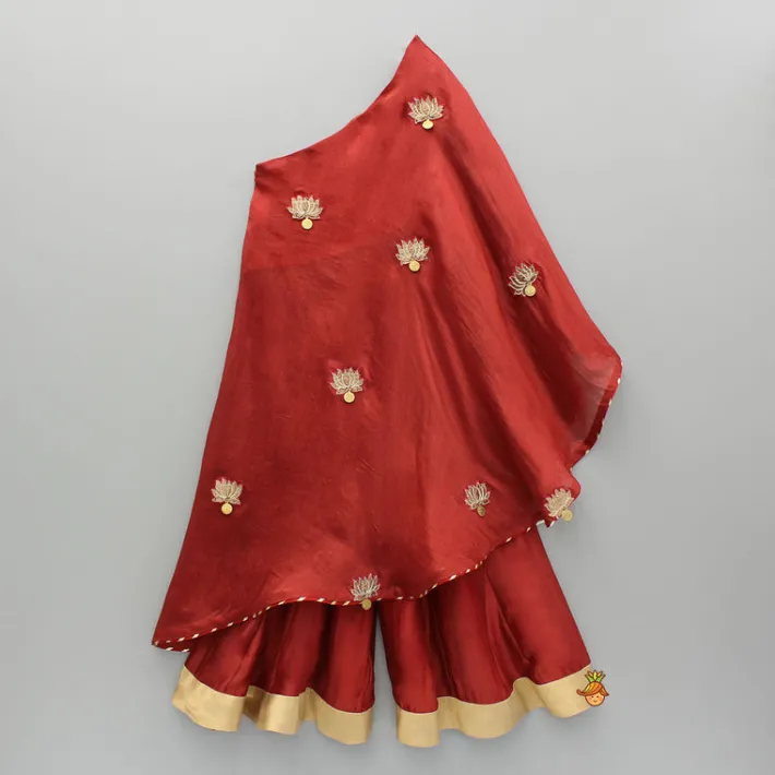 Fashion One Shoulder Embellished Kurti And Flared Palazzo Ethnic Wear | Palazzos & Shararas