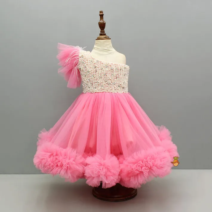 Fashion One Shoulder Embellished Dress With Detachable Trial And Bow With Matching Swirled Bowie Hairclip Dresses & Sets | Dresses