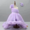 Outlet One Shoulder Flower Embellished High Low Dress With Matching Swirled Bow Headband Dresses & Sets | Dresses