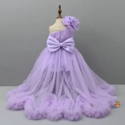 Outlet One Shoulder Flower Embellished High Low Dress With Matching Swirled Bow Headband Dresses & Sets | Dresses