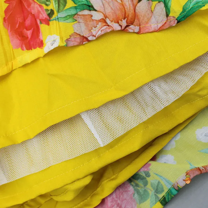 Clearance One Shoulder Flower Printed Top And Frilly Lehenga Ethnic Wear | Lehengas & Ghagras