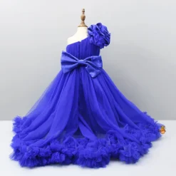Clearance One Shoulder High Low Blue Dress With Matching Head Band And Detachable Bow Dresses & Sets | Dresses