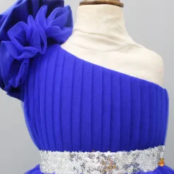 Clearance One Shoulder High Low Blue Dress With Matching Head Band And Detachable Bow Dresses & Sets | Dresses