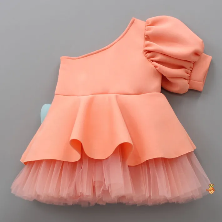 Discount One Shoulder Neoprene Layered Peach Dress Dresses & Sets | Dresses