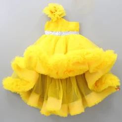 Outlet One Shoulder Ruffle Hem High Low Yellow Dress With Matching Head Band Dresses & Sets | Dresses