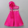 Best One Shoulder Swirl Enhanced Pink Top With Palazzo Ethnic Wear | Palazzos & Shararas