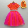 Fashion Orange Hand Embroidered Pink Top With Lehenga And Dupatta Ethnic Wear | Lehengas & Ghagras