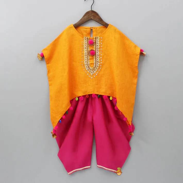 Online Orange Kaftan Top And Patiala Ethnic Wear | Dhotis & Patialas
