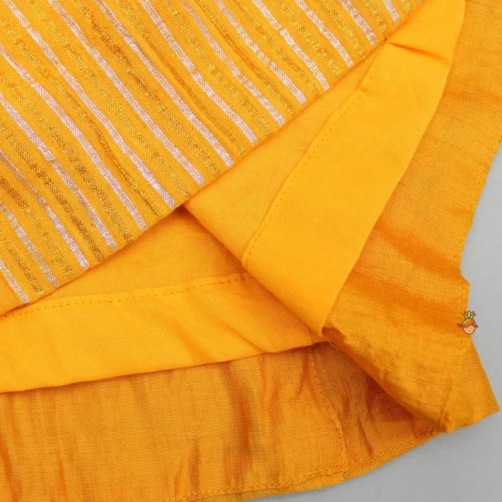 Sale Orange Kurti With Gota Lace Detailing And Pant With Matching Dupatta Ethnic Wear | Churidars & Salwars