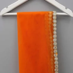 Discount Orange Net Lace Work Dupatta Ethnic Wear
