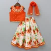 Discount Orange Top And Floral Printed Lehenga With Net Dupatta Ethnic Wear | Lehengas & Ghagras