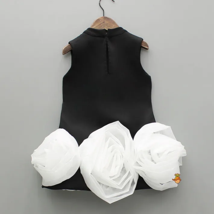 Fashion Organza Flower Detailed Black Dress Dresses & Sets | Dresses