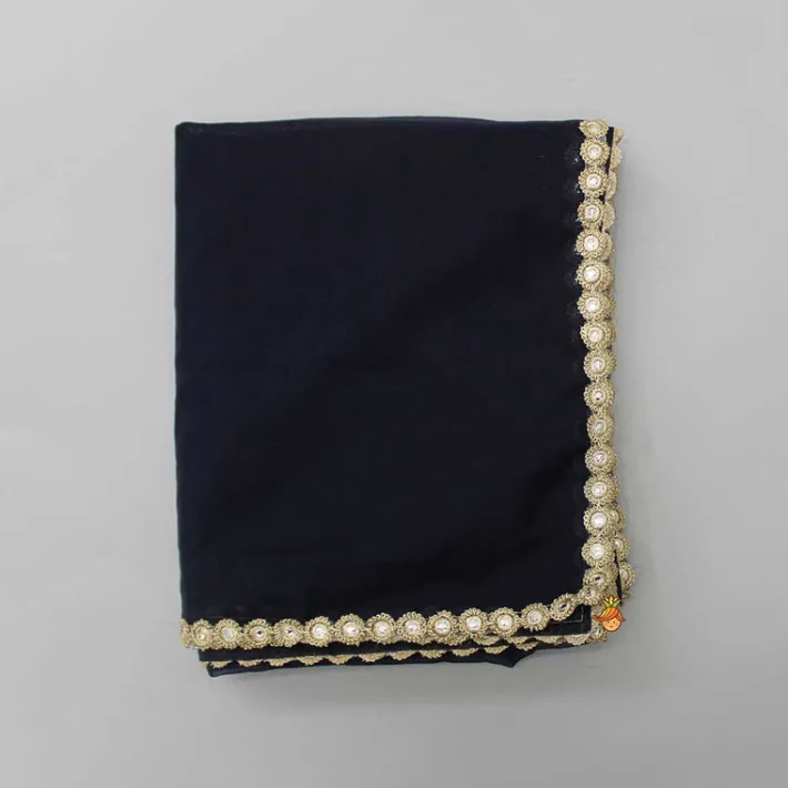 Discount Organza Lace Work Blue Dupatta Ethnic Wear