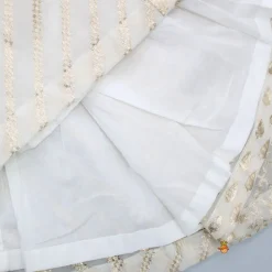 Fashion Organza Off White Frilly Top And Chanderi Embroidered Lehenga Twinning Sets | Ethnic Wear