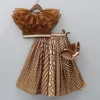 Online Organza Triple Layered Flap Brown Top And Zari Embroidered Lehenga Ethnic Wear | Lehengas & Ghagras