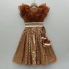 Outlet Organza Triple Layered Flap Brown Top And Zari Embroidered Lehenga Twinning Sets | Ethnic Wear
