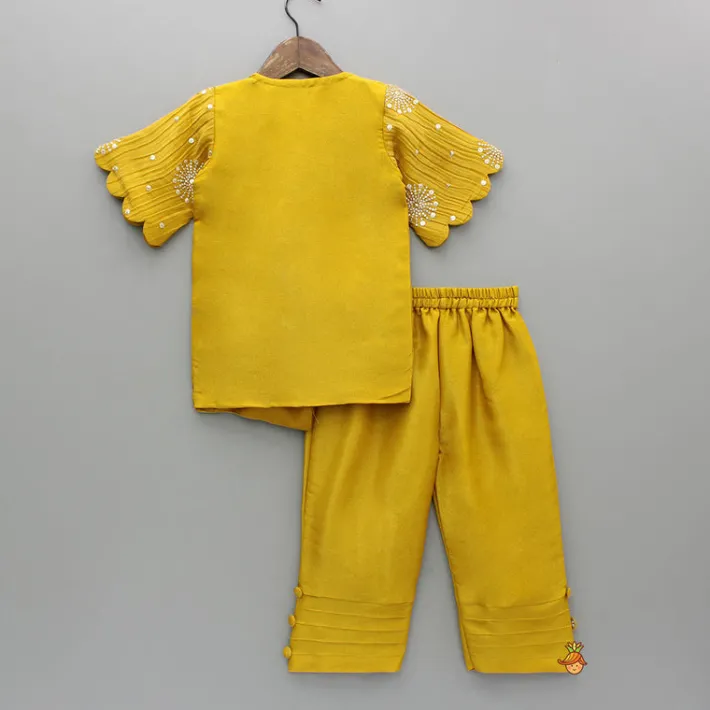 Discount Overlap-Style Shiny Mustard Kurti With Pant Ethnic Wear | Churidars & Salwars