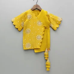 Discount Overlap-Style Shiny Mustard Kurti With Pant Ethnic Wear | Churidars & Salwars