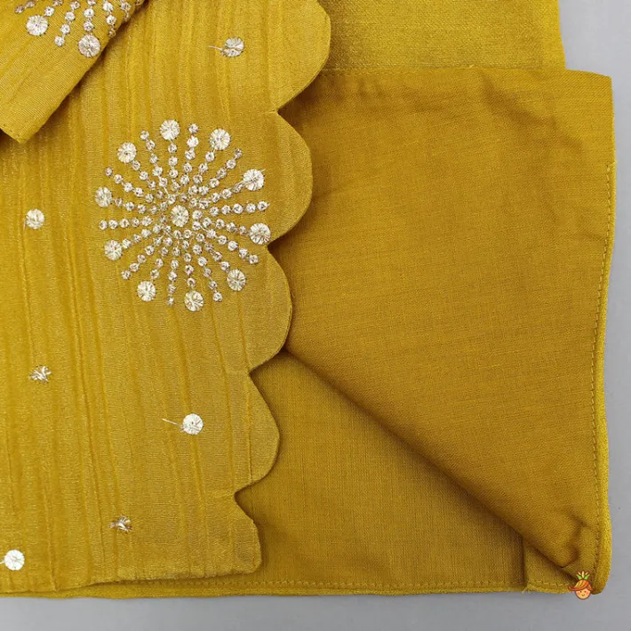 Discount Overlap-Style Shiny Mustard Kurti With Pant Ethnic Wear | Churidars & Salwars