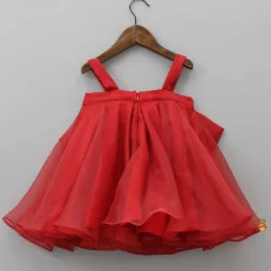 Fashion Oversized Bow Organza Red Strappy Dress Dresses & Sets | Dresses