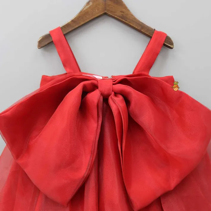 Fashion Oversized Bow Organza Red Strappy Dress Dresses & Sets | Dresses