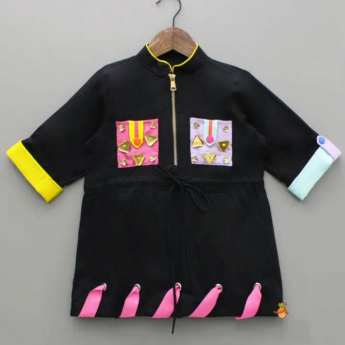 Discount Patch Pocket Detailed Black Dress Dresses & Sets | Dresses