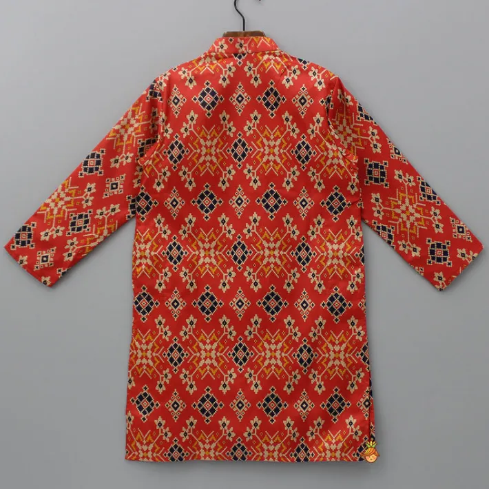 Sale Patola Printed Threadwork Embroidery Kurta BOY Indian Ethnic Wear | Kurtas
