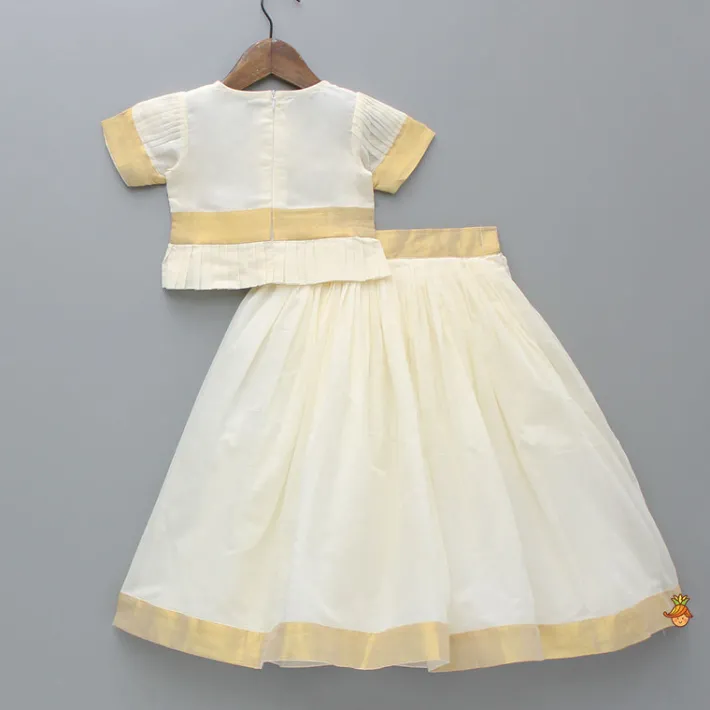 Outlet Pattu Pavadai Lehenga Set With Hair Accessories And Potli Bag Ethnic Wear | Lehengas & Ghagras