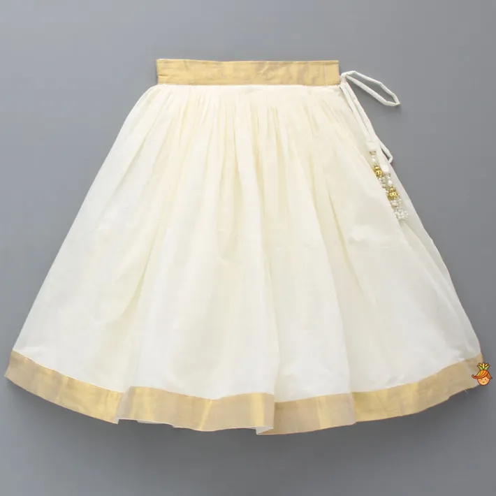 Outlet Pattu Pavadai Lehenga Set With Hair Accessories And Potli Bag Ethnic Wear | Lehengas & Ghagras