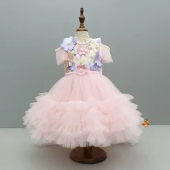 Outlet Peach Embellished Detachable Trail Dress And Bow With Sling Bag Dresses & Sets | Dresses