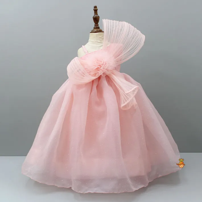 Best Peach Embellished One Shoulder Gown Dresses & Sets | Gowns