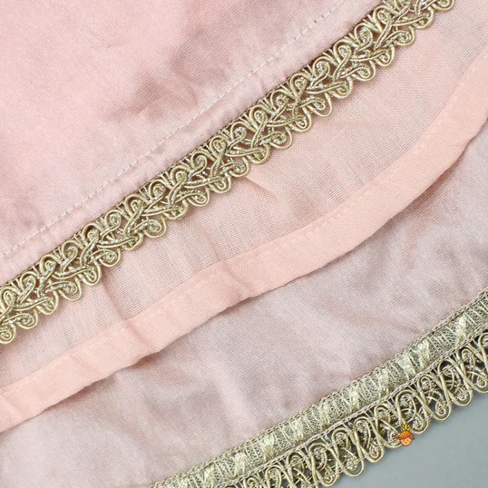 Best Peach Embroidered Chanderi Top And Palazzo Ethnic Wear | Palazzos & Shararas
