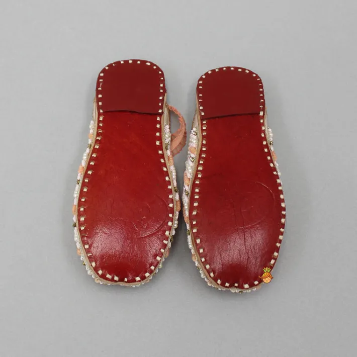 Best Peach Embroidered Jutti Shoes