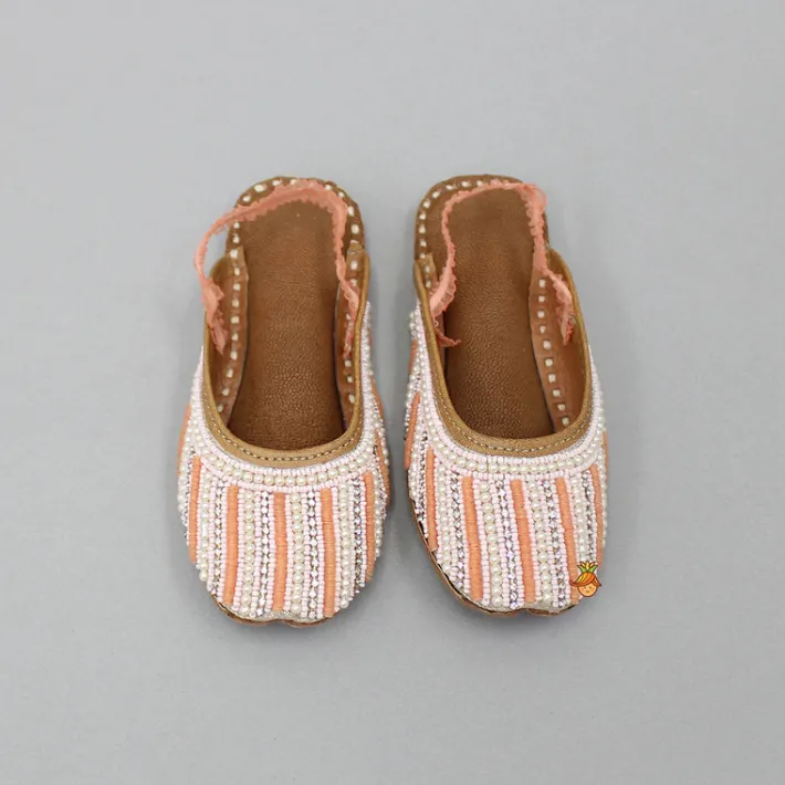 Best Peach Embroidered Jutti Shoes