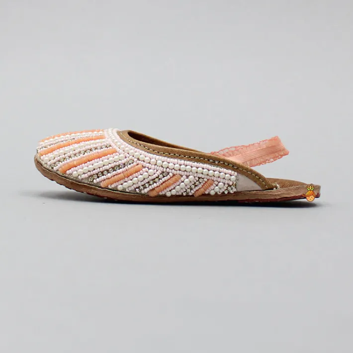 Best Peach Embroidered Jutti Shoes