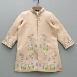 Fashion Peach Embroidered Sherwani And Pyjama BOY Indian Ethnic Wear | Sherwani Sets