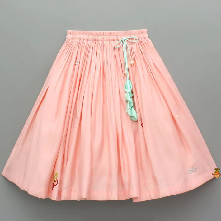 Discount Peach Embroidered Silk Top With Lehenga Ethnic Wear | Lehengas & Ghagras