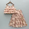Outlet Peach Embroidered Strappy Ruffle Layered Top and Lehenga Ethnic Wear | Lehengas & Ghagras