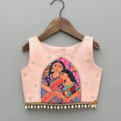 Online Peach Embroidered Top And Lehenga Ethnic Wear | Lehengas & Ghagras