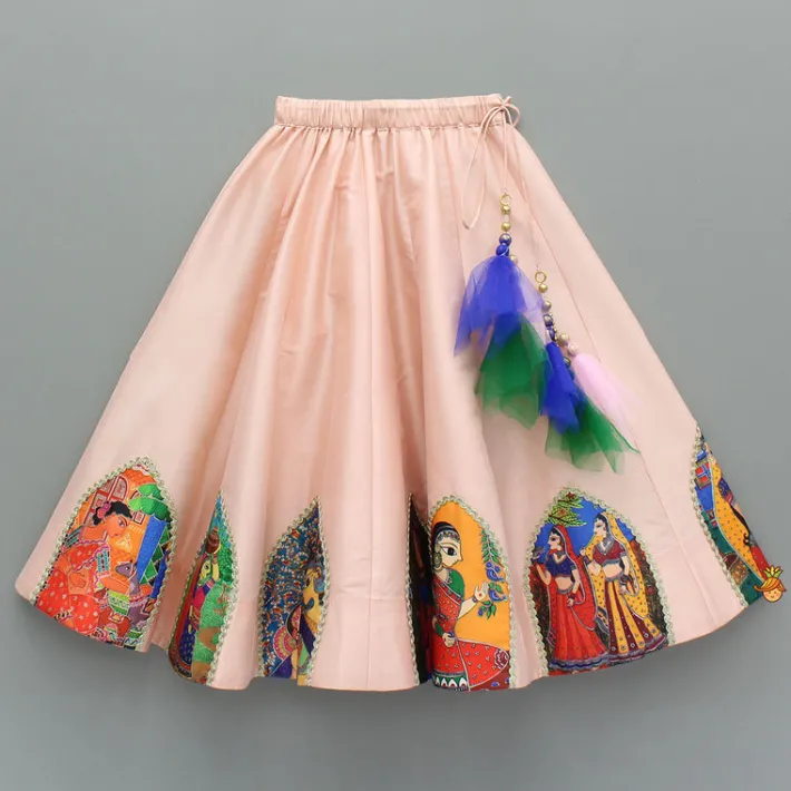 Online Peach Embroidered Top And Lehenga Ethnic Wear | Lehengas & Ghagras
