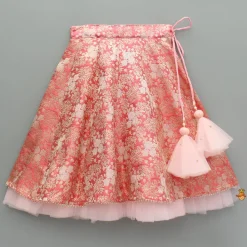 Clearance Peach Embroidered Top And Lehenga With Dupatta Ethnic Wear | Lehengas & Ghagras