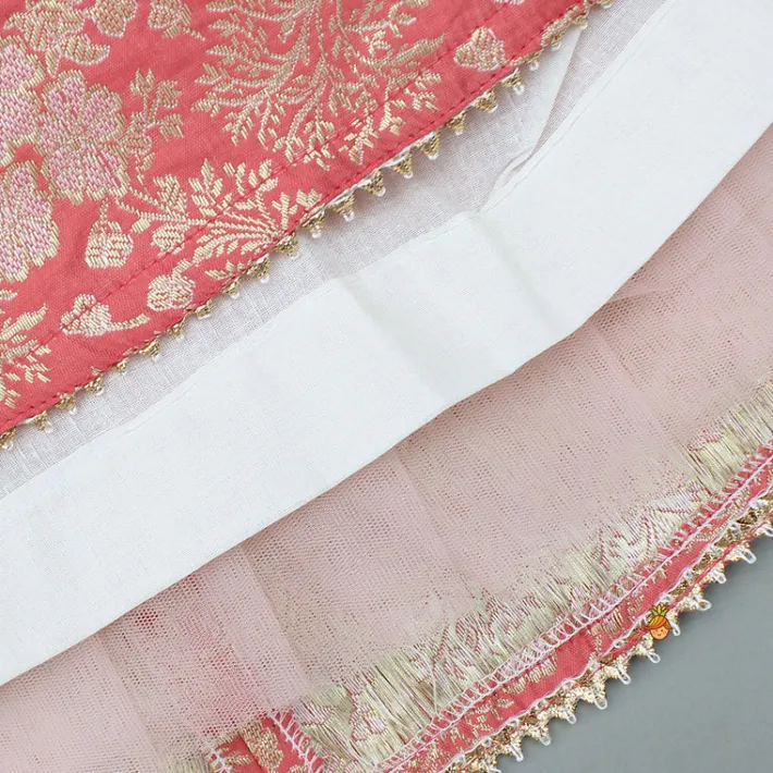 Clearance Peach Embroidered Top And Lehenga With Dupatta Ethnic Wear | Lehengas & Ghagras
