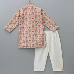 Online Peach Floral Printed Kurta With Pyjama BOY Indian Ethnic Wear | Ethnic Sets