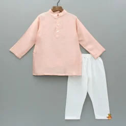 Best Peach Kurta And Jungle Theme Embroidered Jacket With Pyjama BOY Indian Ethnic Wear | Ethnic Sets