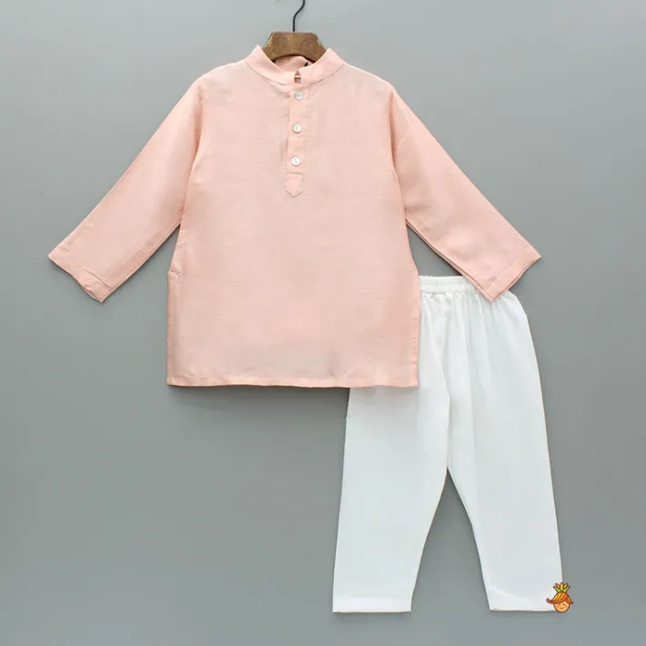 Best Peach Kurta And Jungle Theme Embroidered Jacket With Pyjama BOY Indian Ethnic Wear | Ethnic Sets