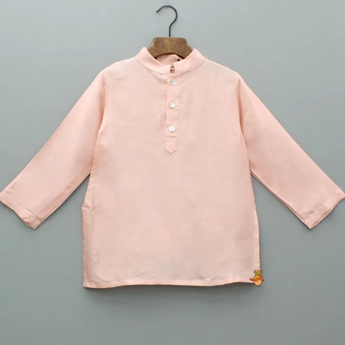 Best Peach Kurta And Jungle Theme Embroidered Jacket With Pyjama BOY Indian Ethnic Wear | Ethnic Sets