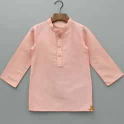 Fashion Peach Kurta And Printed Jacket With Pyjama BOY Twinning Sets | Indian Ethnic Wear