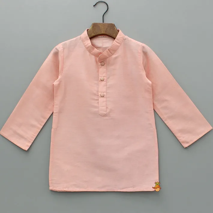 Fashion Peach Kurta And Printed Jacket With Pyjama BOY Twinning Sets | Indian Ethnic Wear
