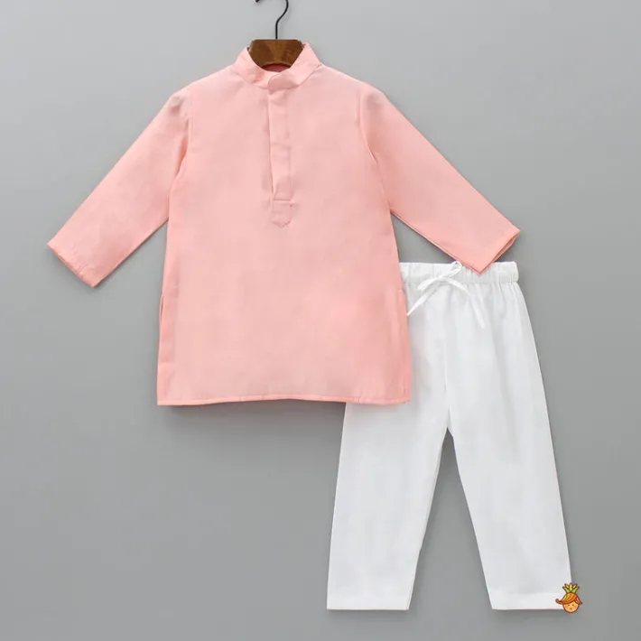 Best Peach Kurta With Brocade Jacket And Pyjama BOY Indian Ethnic Wear | Ethnic Sets