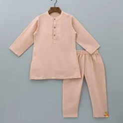 Online Peach Kurta With Brocade Multicolour Jacket And Pyjama BOY Indian Ethnic Wear | Ethnic Sets
